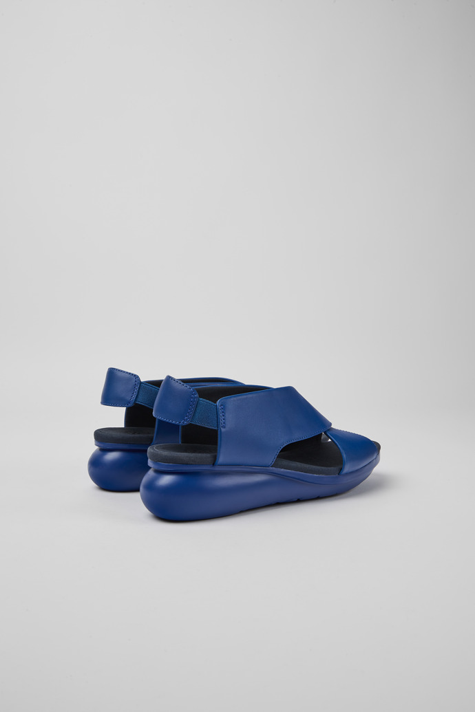 Back view of Balloon Blue leather sandals for women