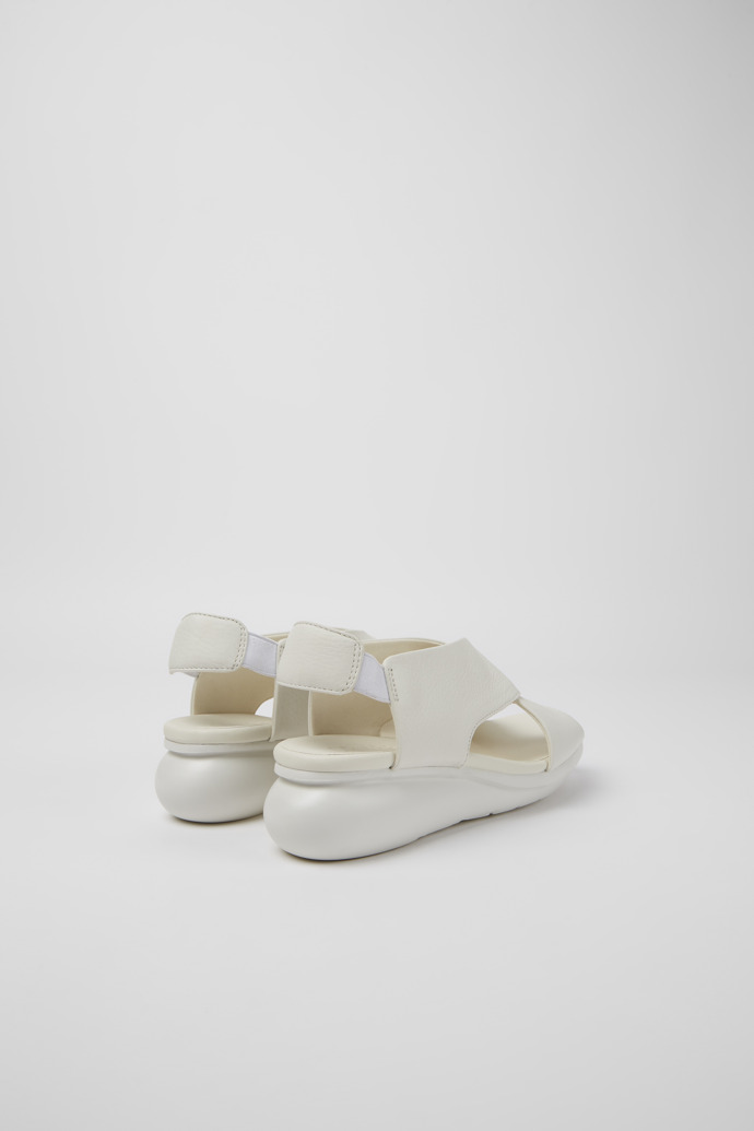 Back view of Balloon White leather sandals for women