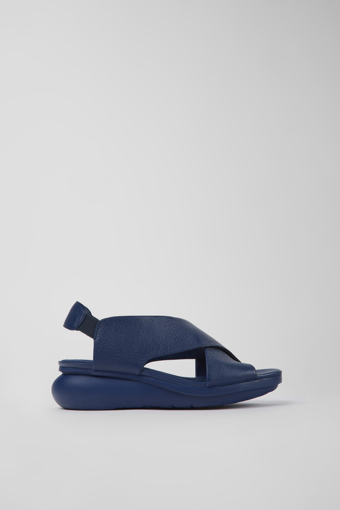 Side view of Balloon Blue leather sandals for women