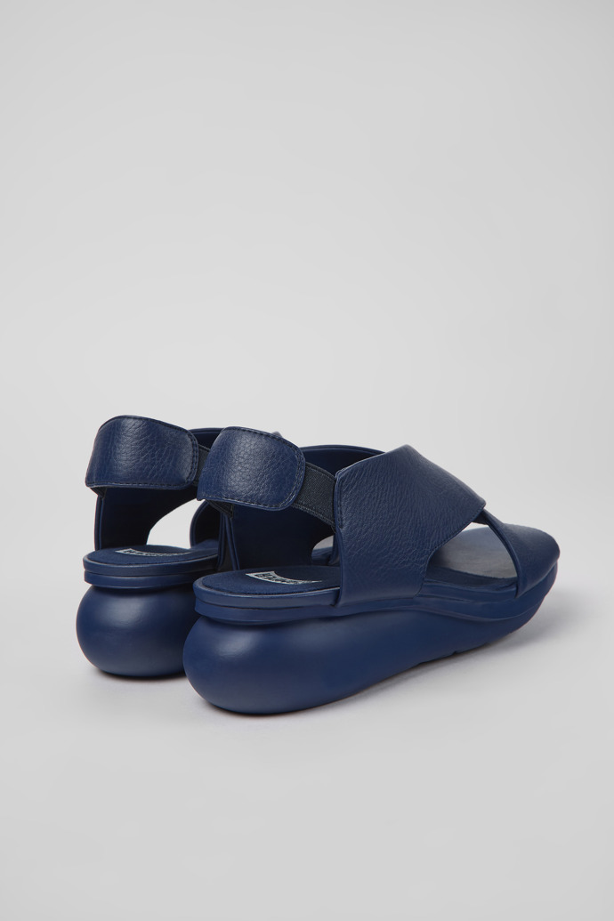 Back view of Balloon Blue leather sandals for women