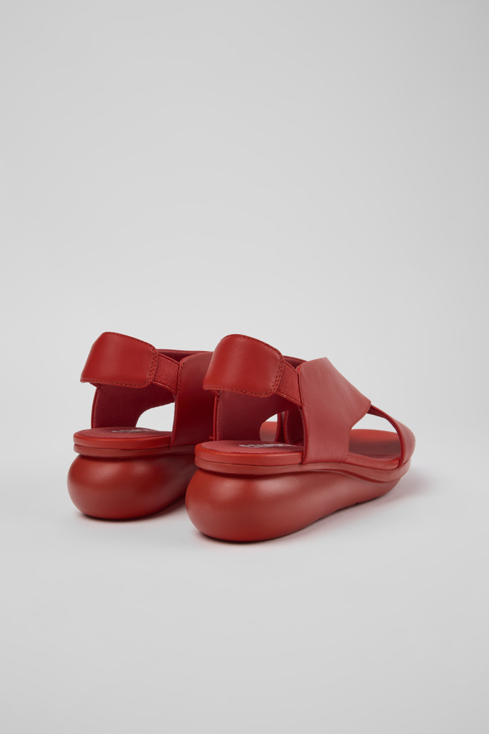 Back view of Balloon Red Leather Cross-strap Sandal for Women