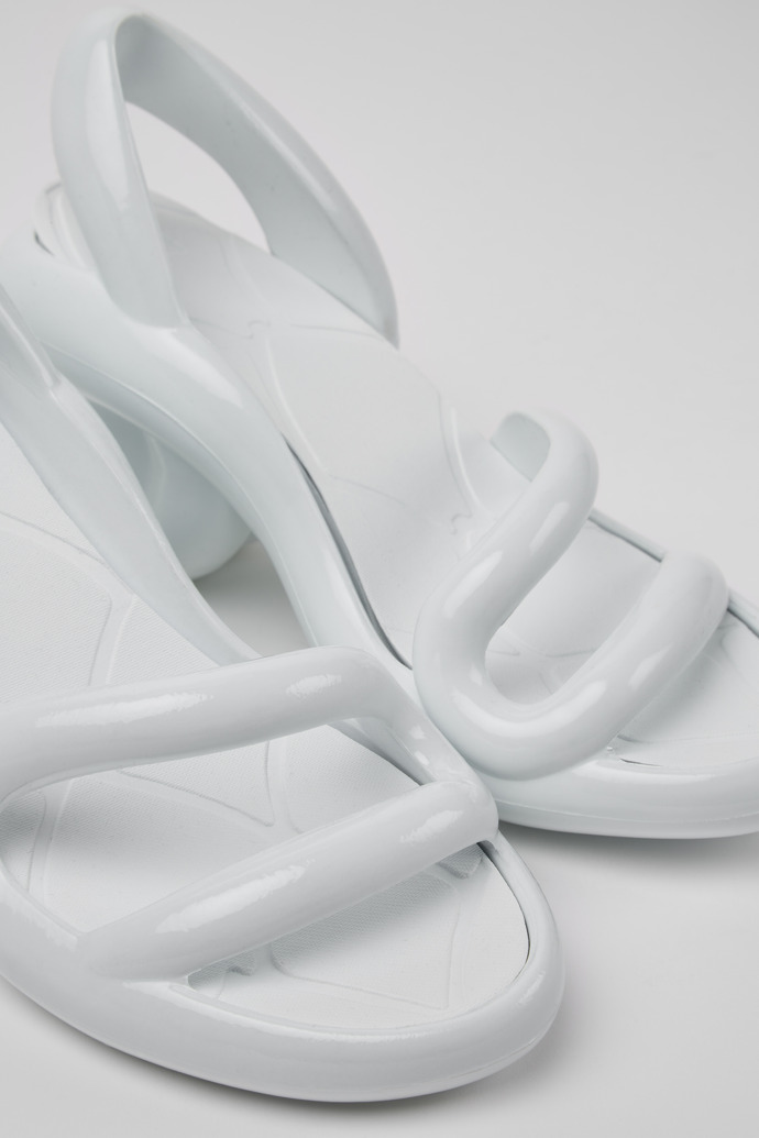Close-up view of Kobarah White unisex sandals