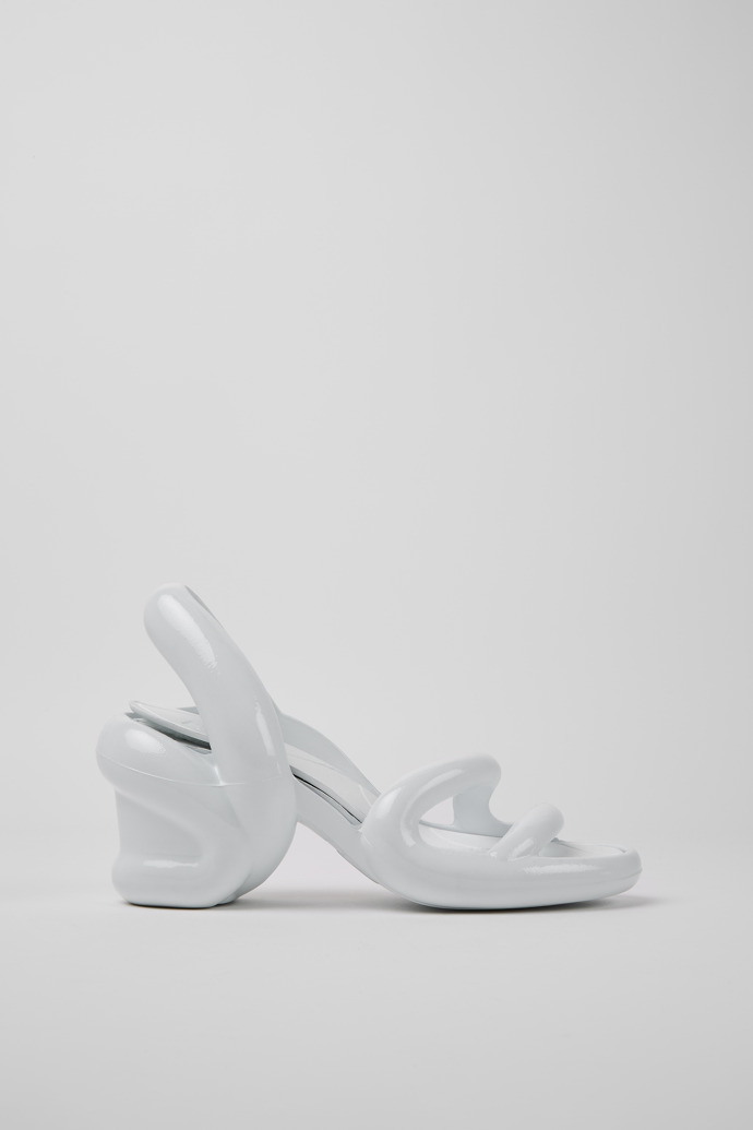 Side view of Kobarah White unisex sandals