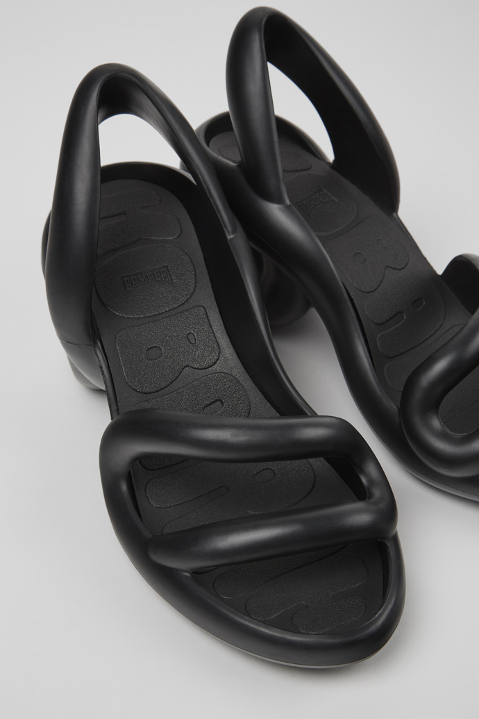 Close-up view of Kobarah Black unisex sandals