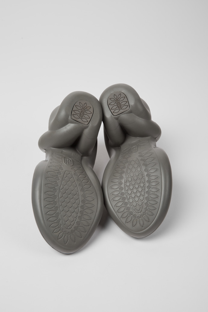 The soles of Kobarah Grey unisex sandals