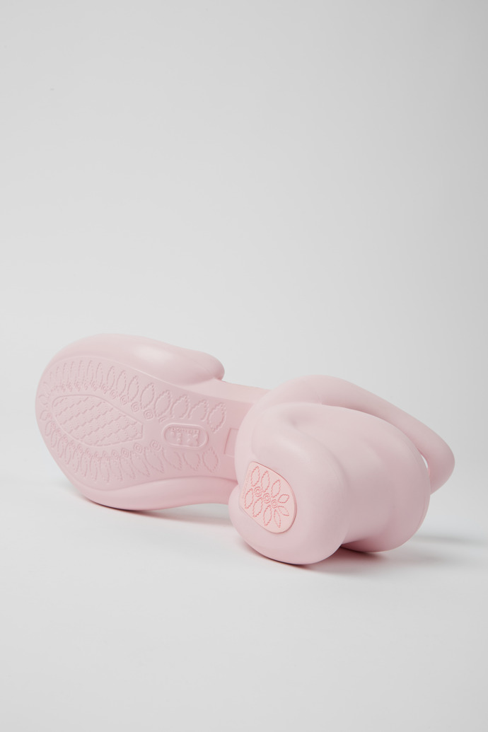 The soles of Kobarah Pastel Pink unisex sandals