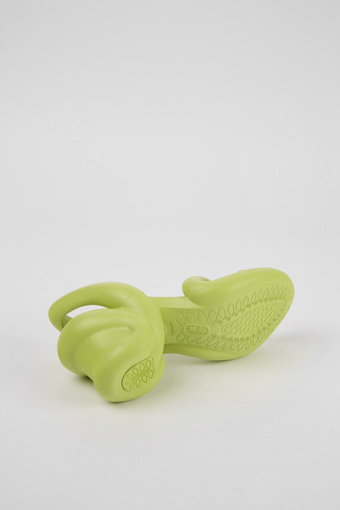 The soles of Kobarah Lime unisex sandals