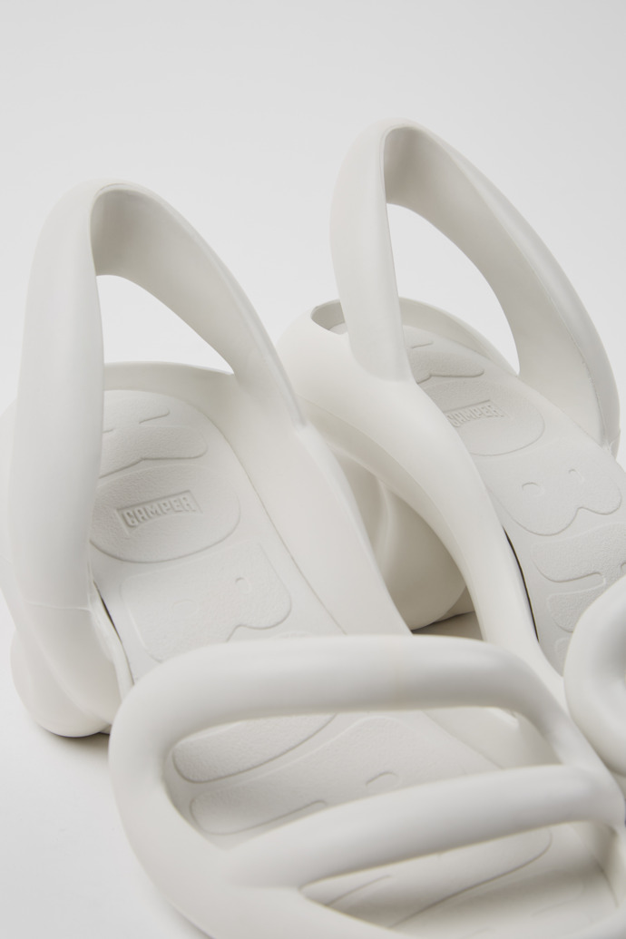 Close-up view of Kobarah White Upper Sandals for Women.