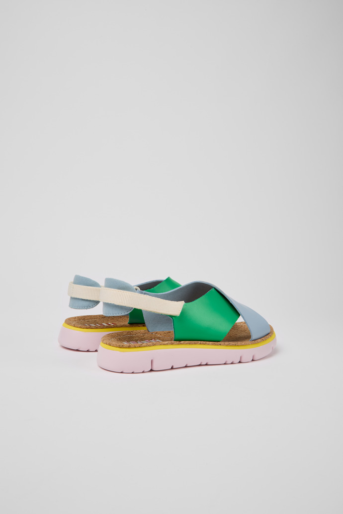 Back view of Twins Green and blue sandals for women