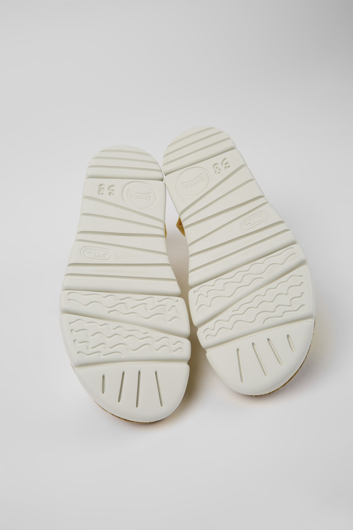 The soles of Twins White and yellow leather and textile sandals for women