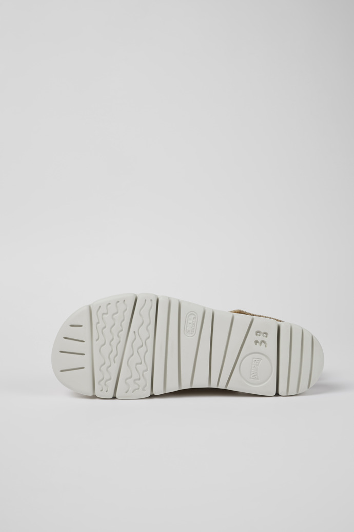 The soles of Oruga Beige Leather/Textile Sandal for Women