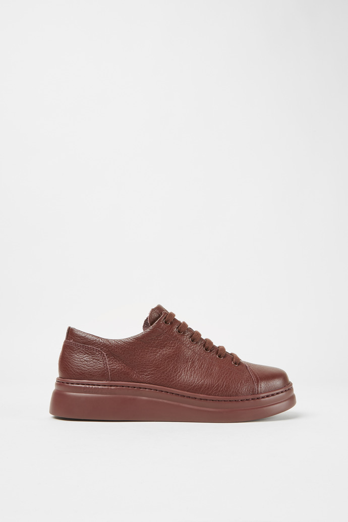 Side view of Runner Up Burgundy leather sneakers