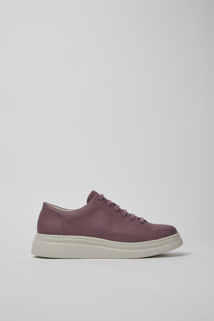 Side view of Runner Up Purple leather sneakers