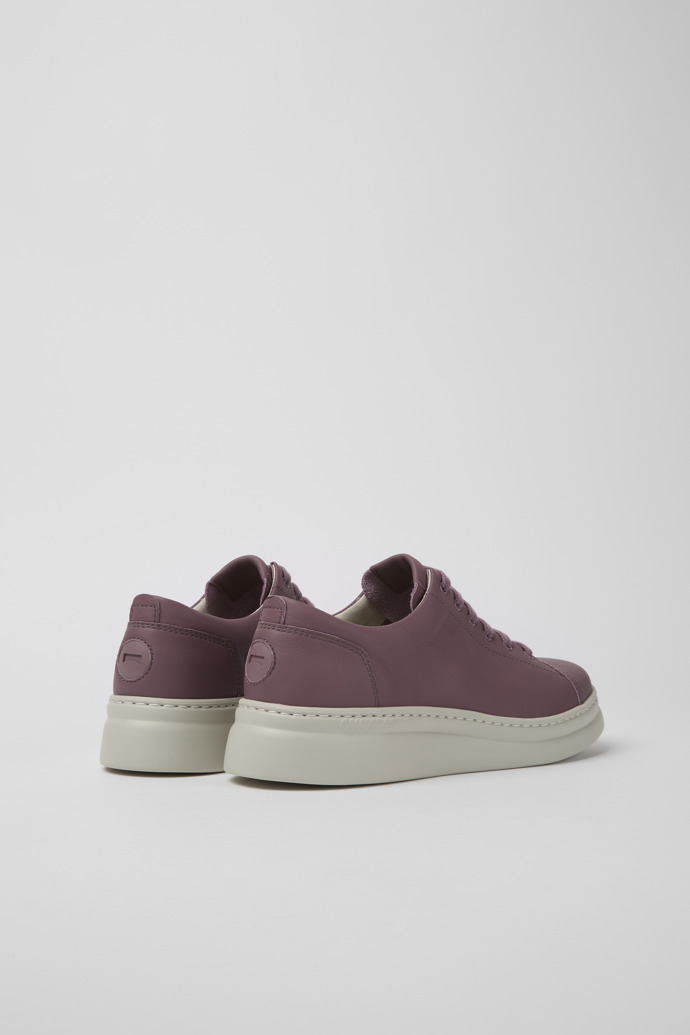 Back view of Runner Up Purple leather sneakers