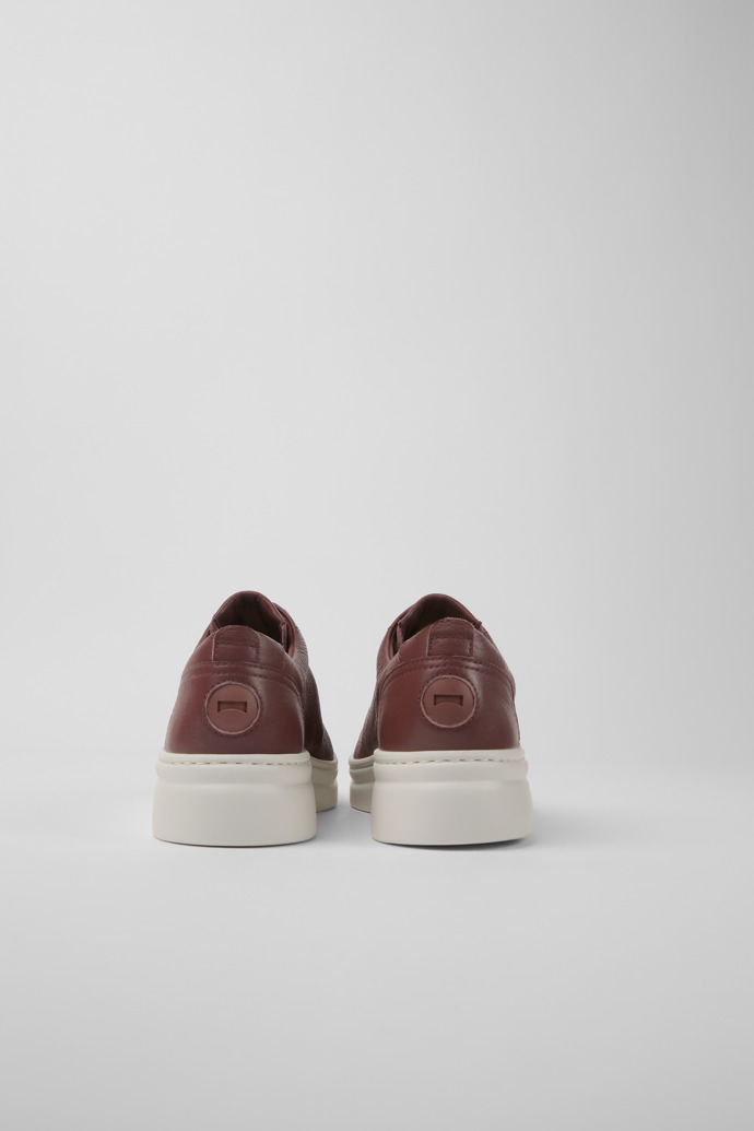Back view of Runner Up Burgundy leather women's sneakers