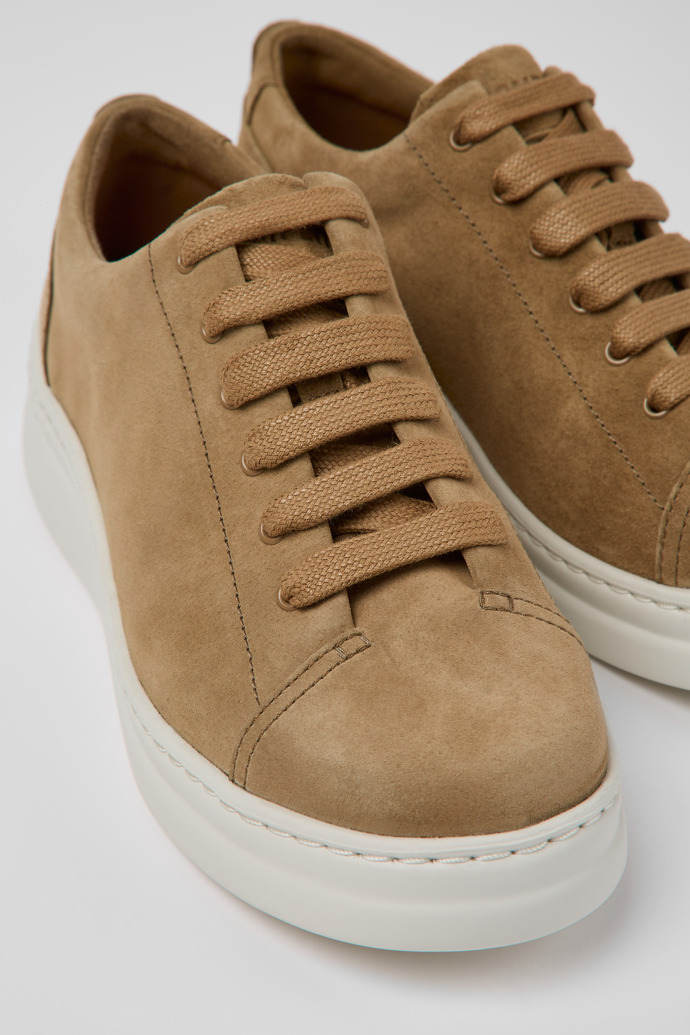 Close-up view of Runner Up Brown Nubuck Sneaker for Women
