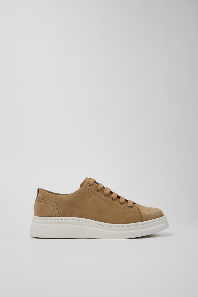 Image of Side view of Runner Up Brown Nubuck Sneaker for Women