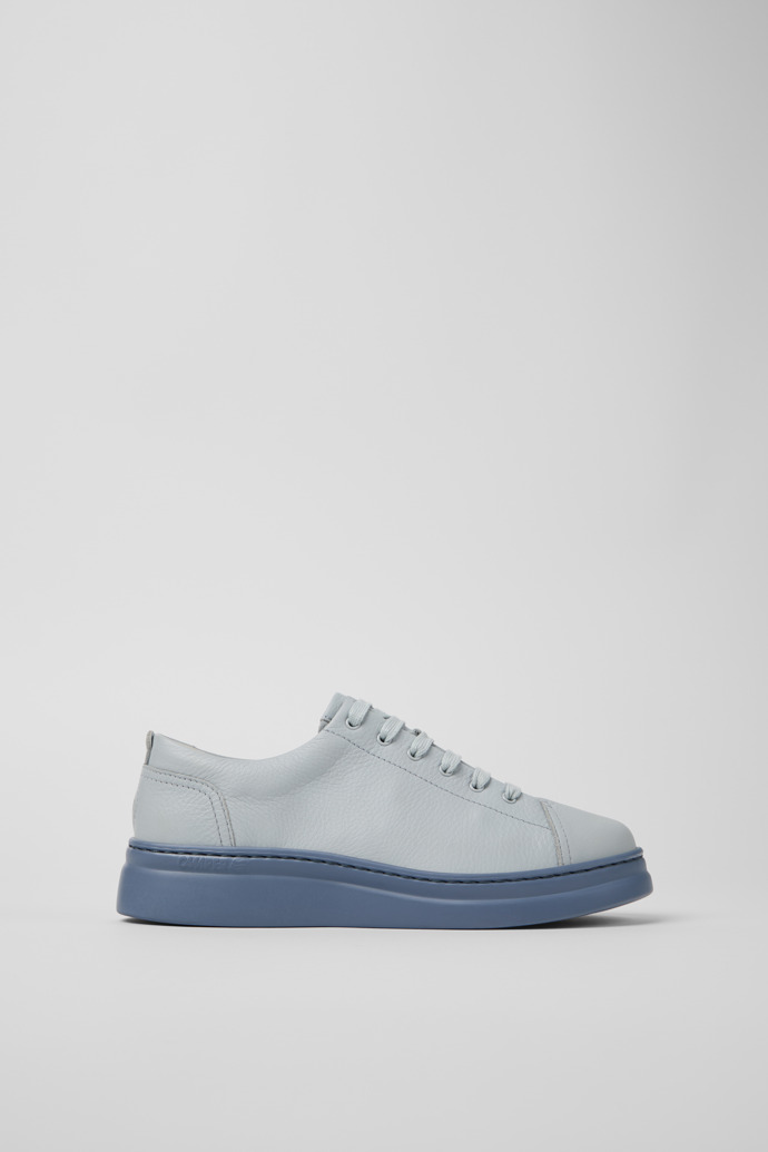 Side view of Runner Up Gray Leather Sneaker for Women