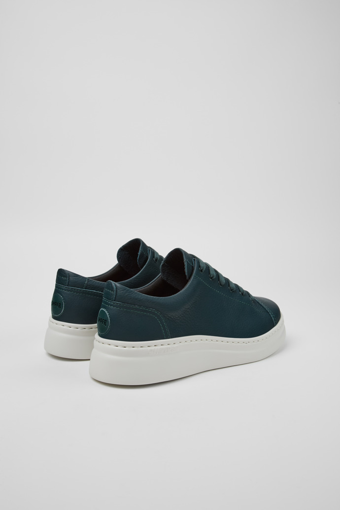 Back view of Runner Up Green Leather Sneaker for Women