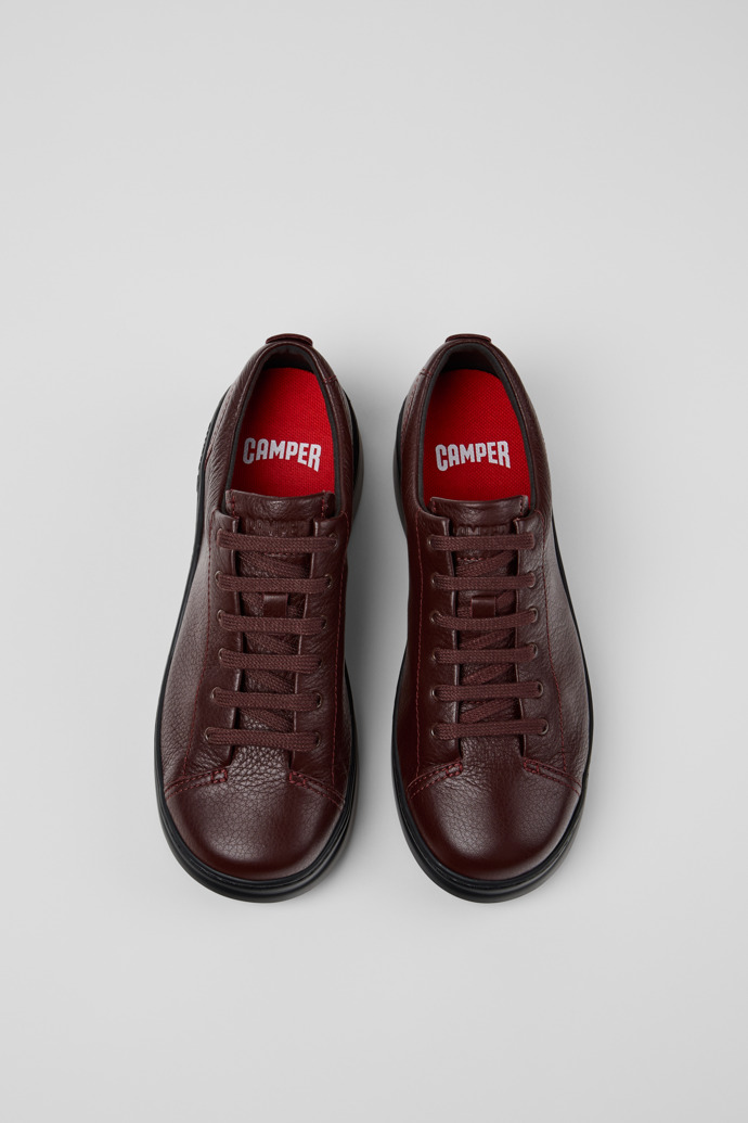 Overhead view of Runner Up Burgundy Leather Sneakers for Women.