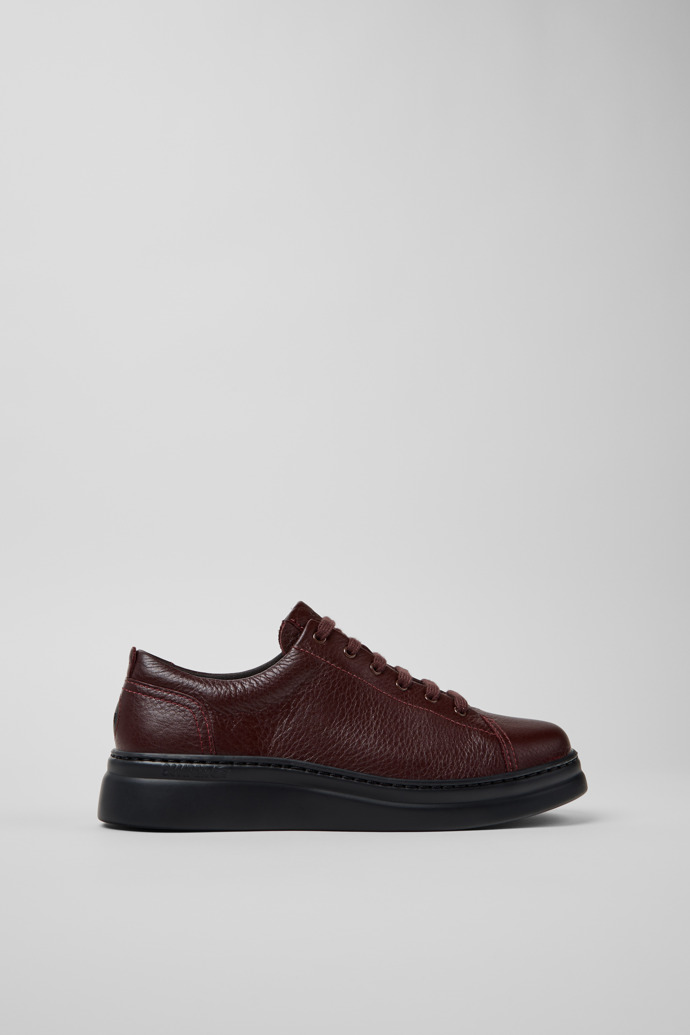 Side view of Runner Up Burgundy Leather Sneakers for Women.