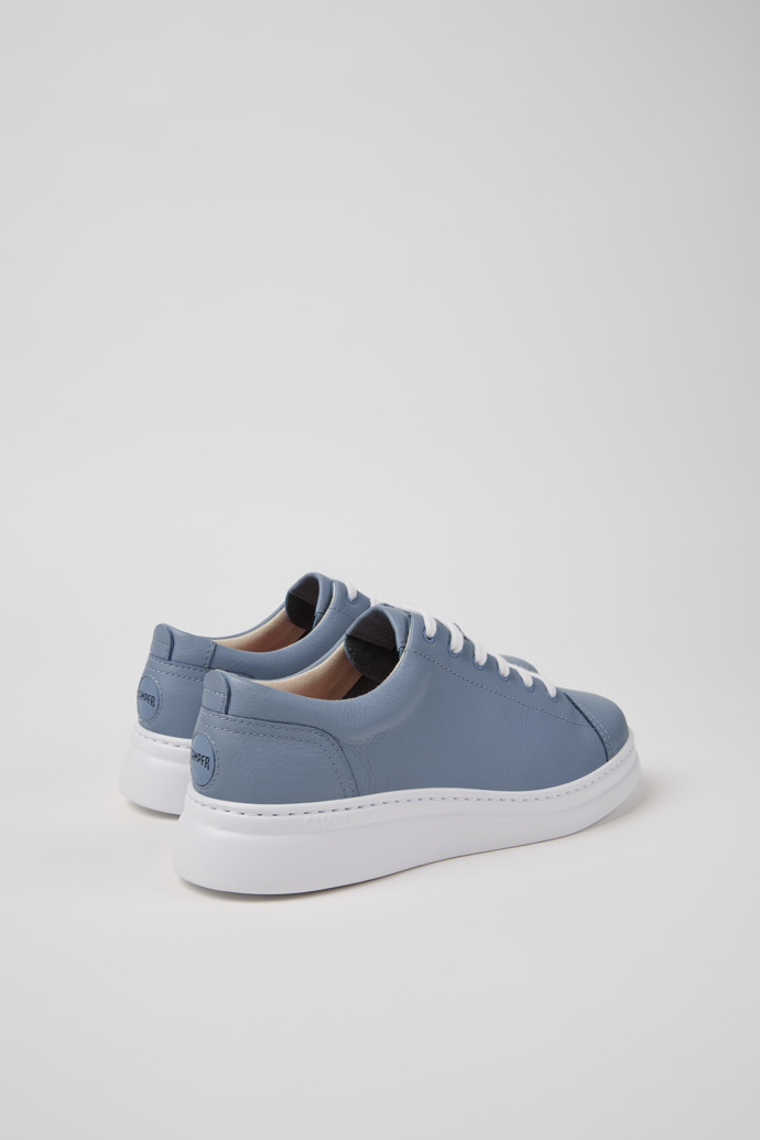Back view of Runner Up Blue Leather Sneakers for Women.