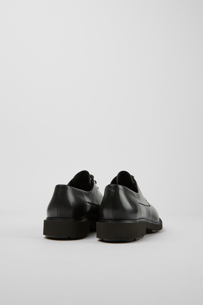 Back view of Neuman Black leather lace-up shoes