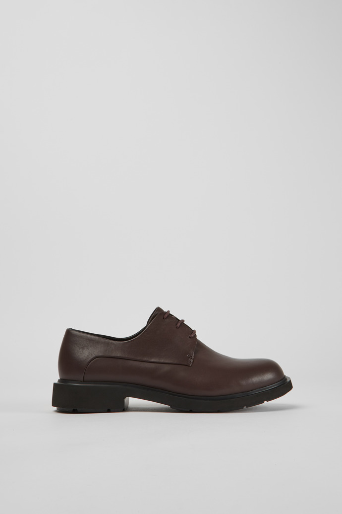 Side view of Neuman Brown leather lace-up shoes