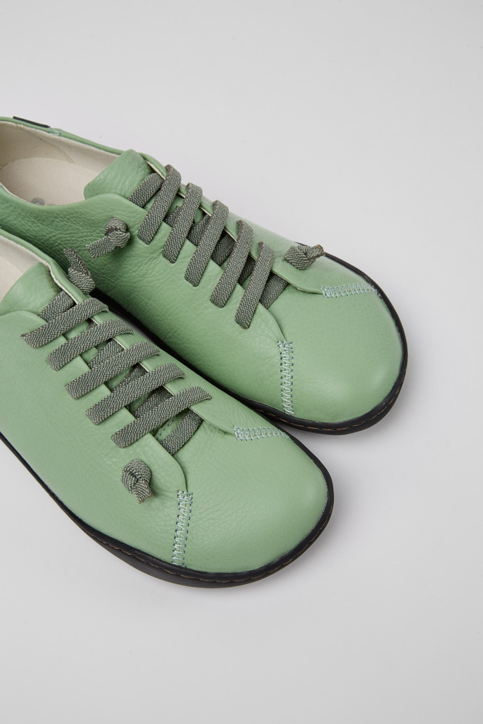 Close-up view of Peu Green shoes for women