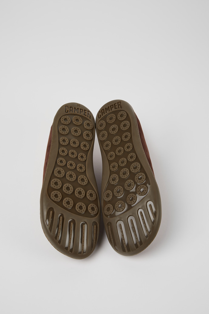 The soles of Peu Brown nubuck shoes for women