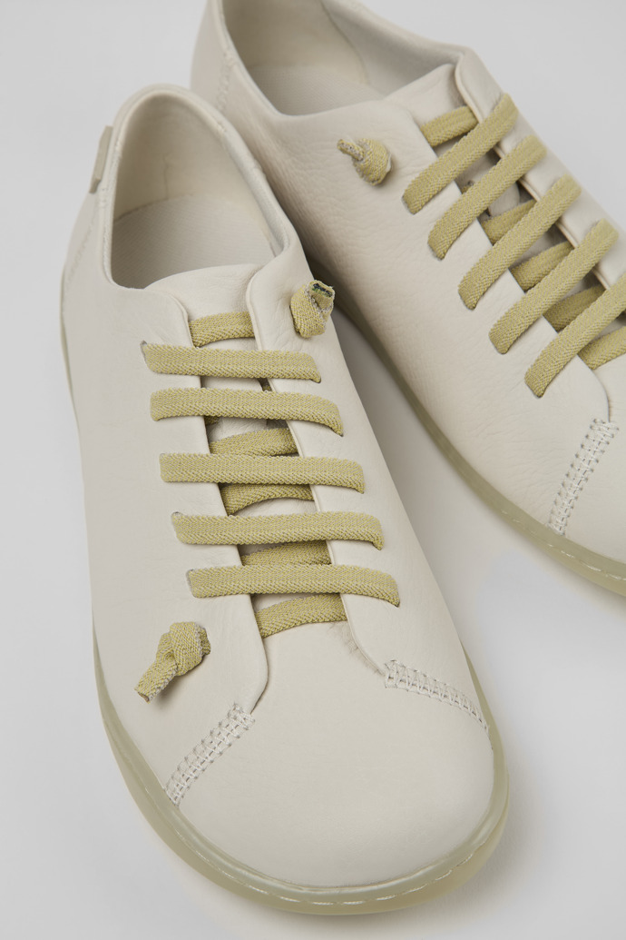 Close-up view of Peu White leather shoes for women