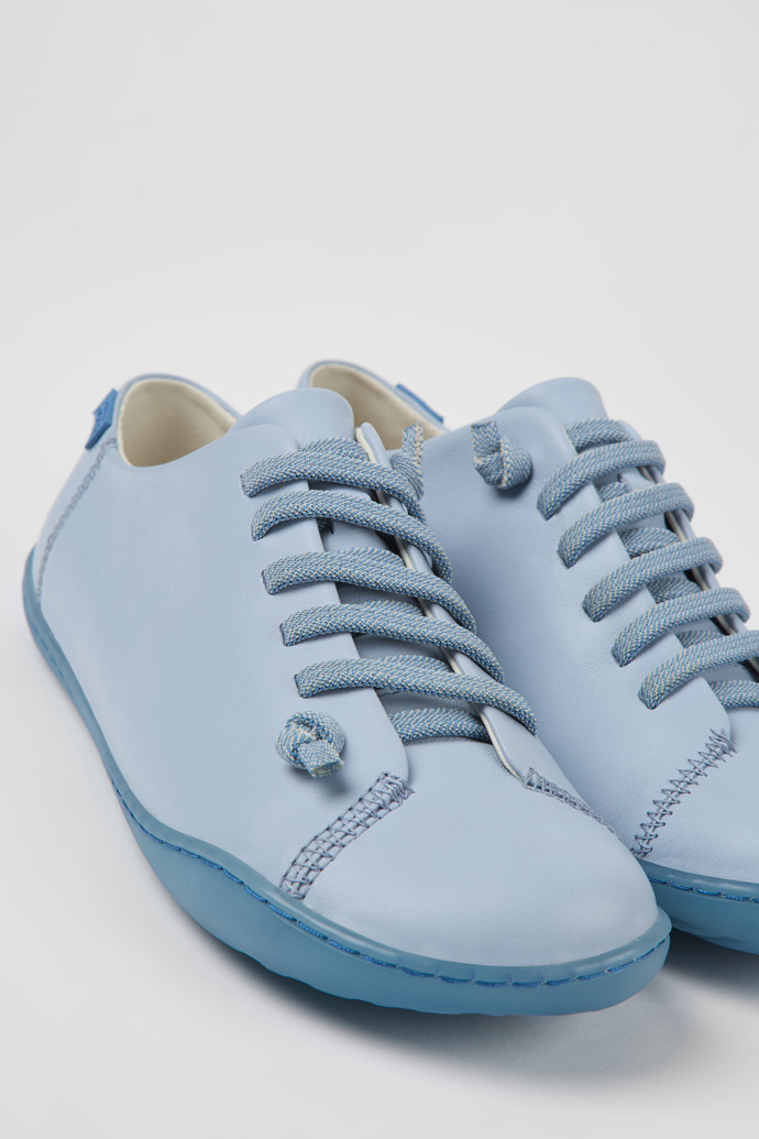 Close-up view of Peu Blue leather shoes for women