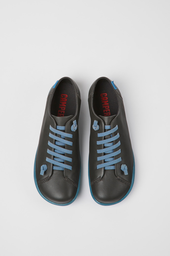 Overhead view of Peu Dark gray and blue leather shoes for women