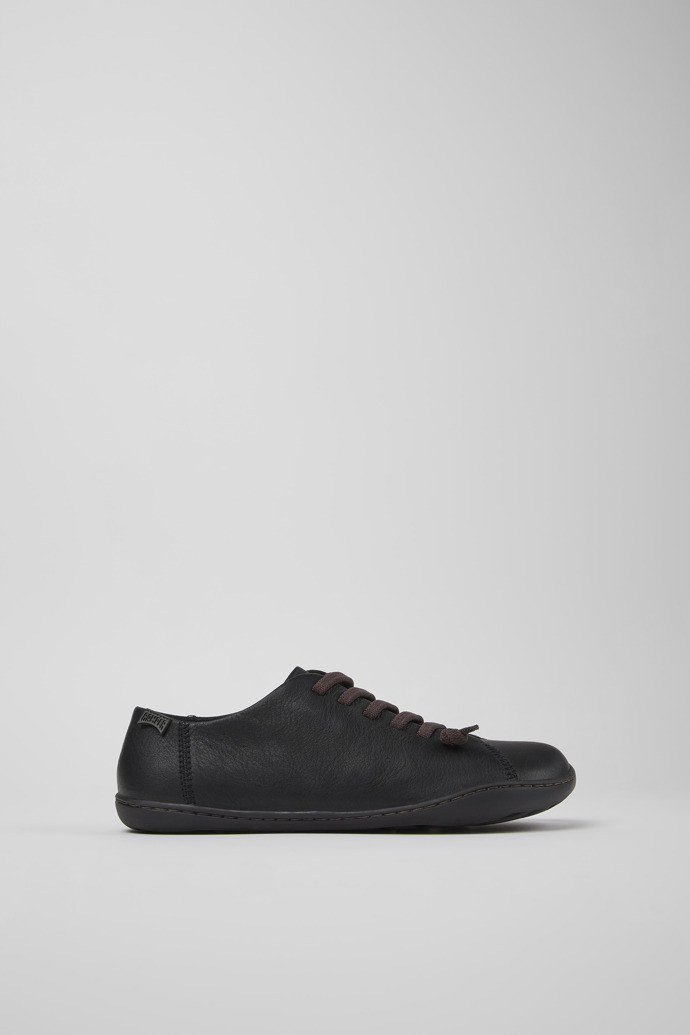 Image of Side view of Peu Black leather shoes for women
