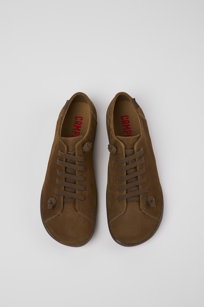 Overhead view of Peu Brown nubuck shoes for women