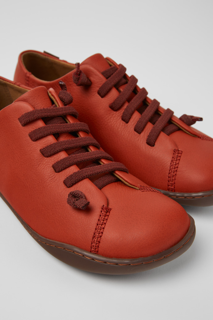 Close-up view of Peu Red leather shoes for women