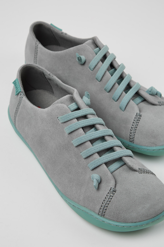 Close-up view of Peu Gray Nubuck Shoes for Women.