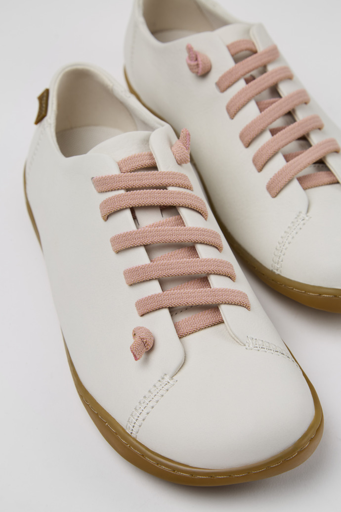 Close-up view of Peu White Leather Women's Shoe.