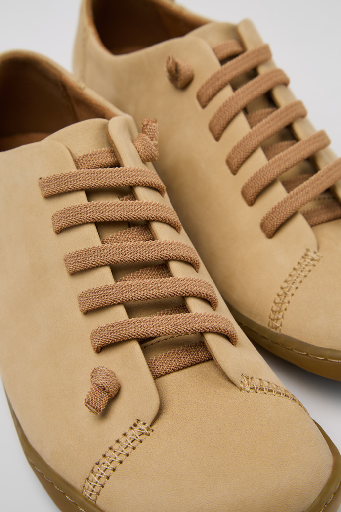 Close-up view of Peu Beige Nubuck Shoes for Women.