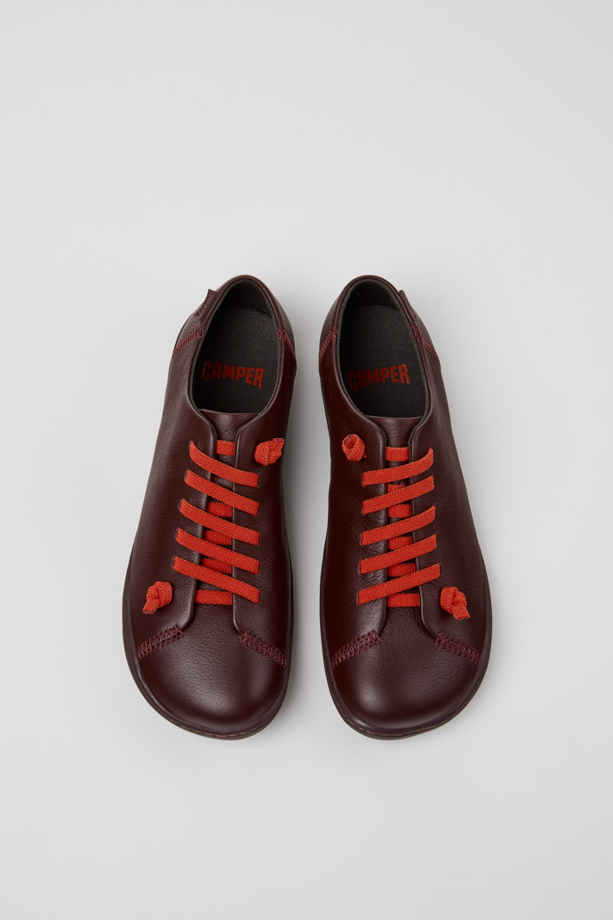 Overhead view of Peu Burgundy Leather Shoes for Women.