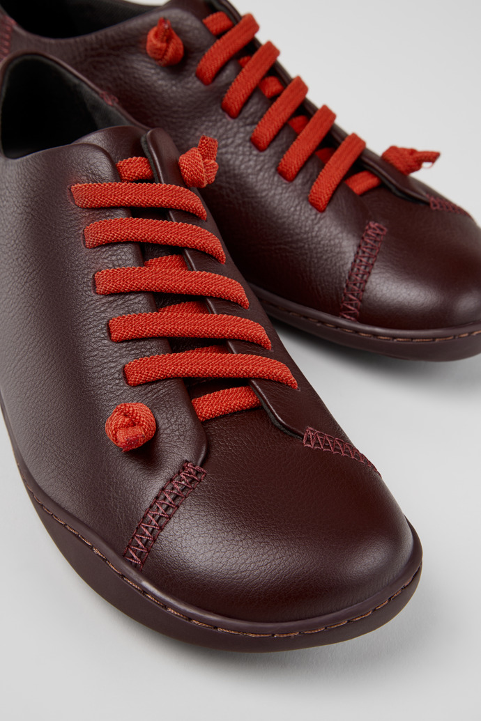 Close-up view of Peu Burgundy Leather Shoes for Women.