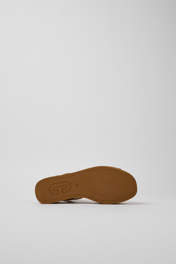 The soles of Misia Brown nubuck sandals for women