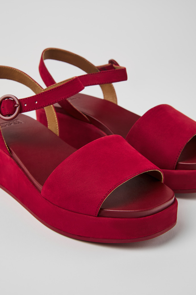 Close-up view of Misia Burgundy nubuck sandals for women