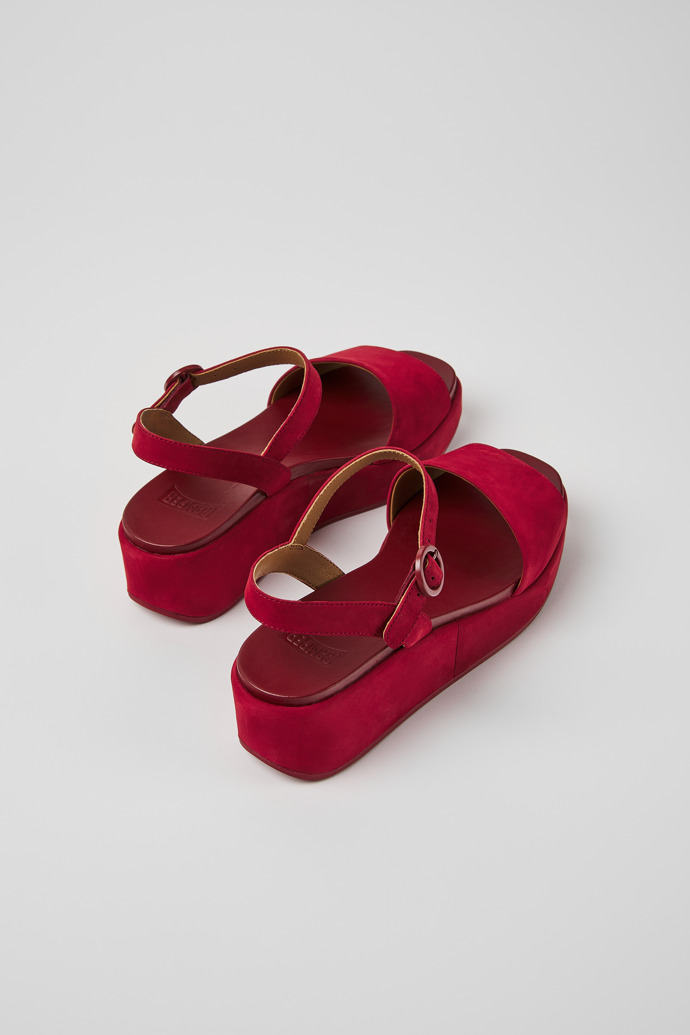 Back view of Misia Burgundy nubuck sandals for women