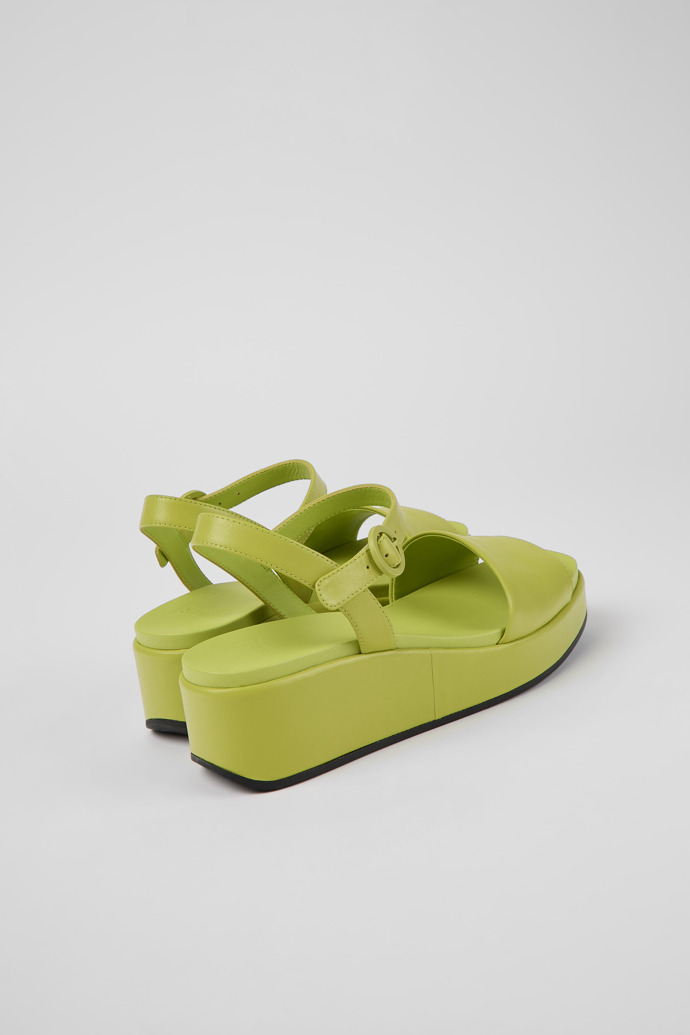 Back view of Misia Green leather sandals for women