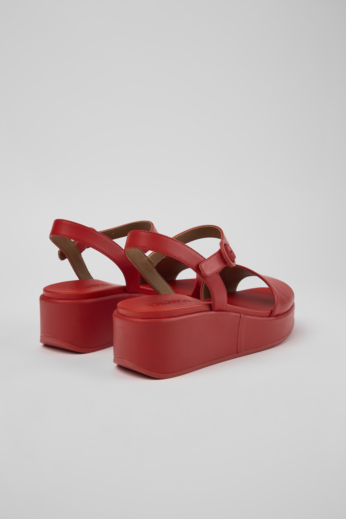 Back view of Misia Red Leather 2-Strap Sandal for Women
