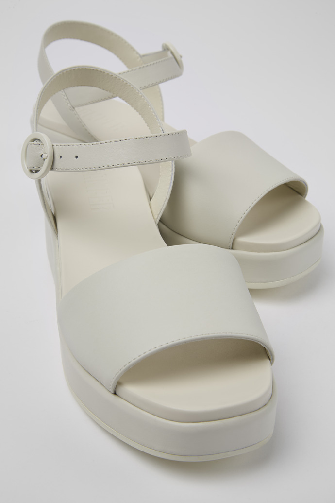 Close-up view of Misia White Leather 2-Strap Sandal for Women