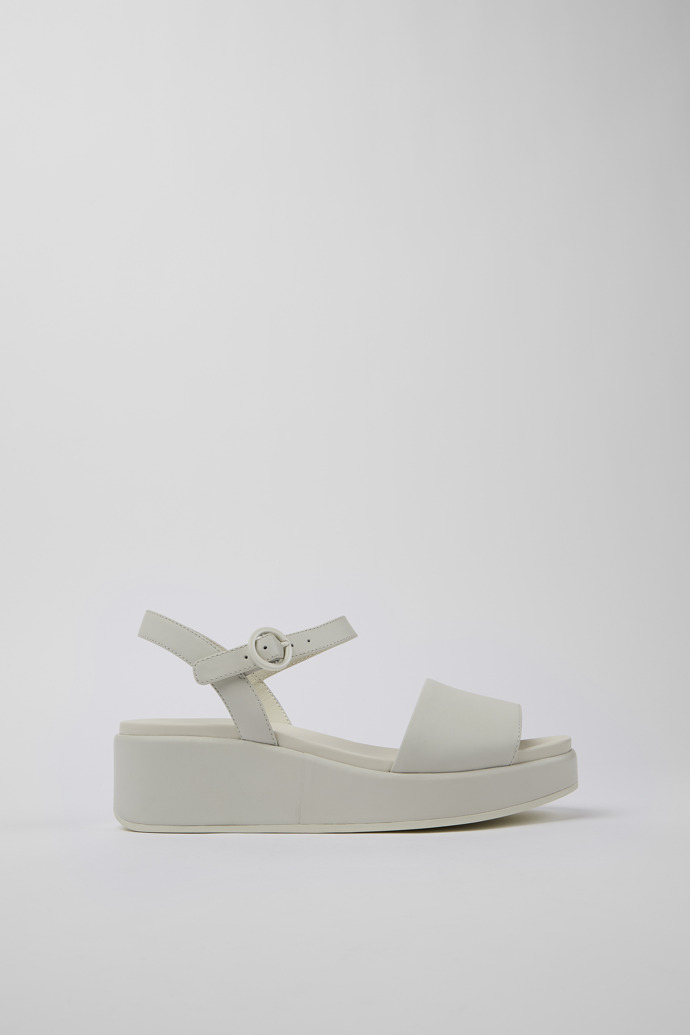 Image of Side view of Misia White Leather 2-Strap Sandal for Women