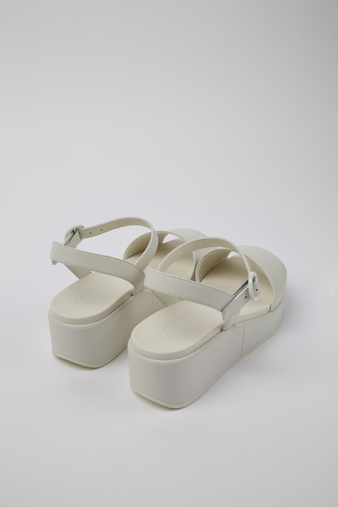 Back view of Misia White Leather 2-Strap Sandal for Women