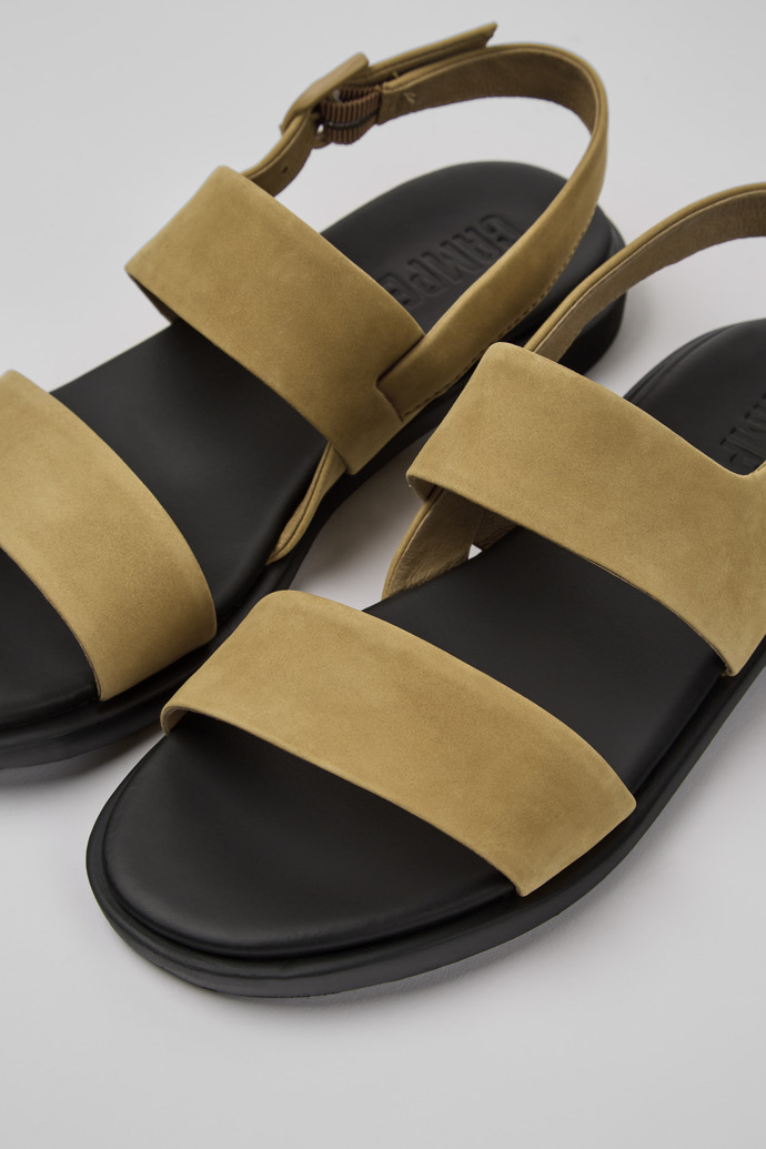 Close-up view of Edy Brown leather sandals for women